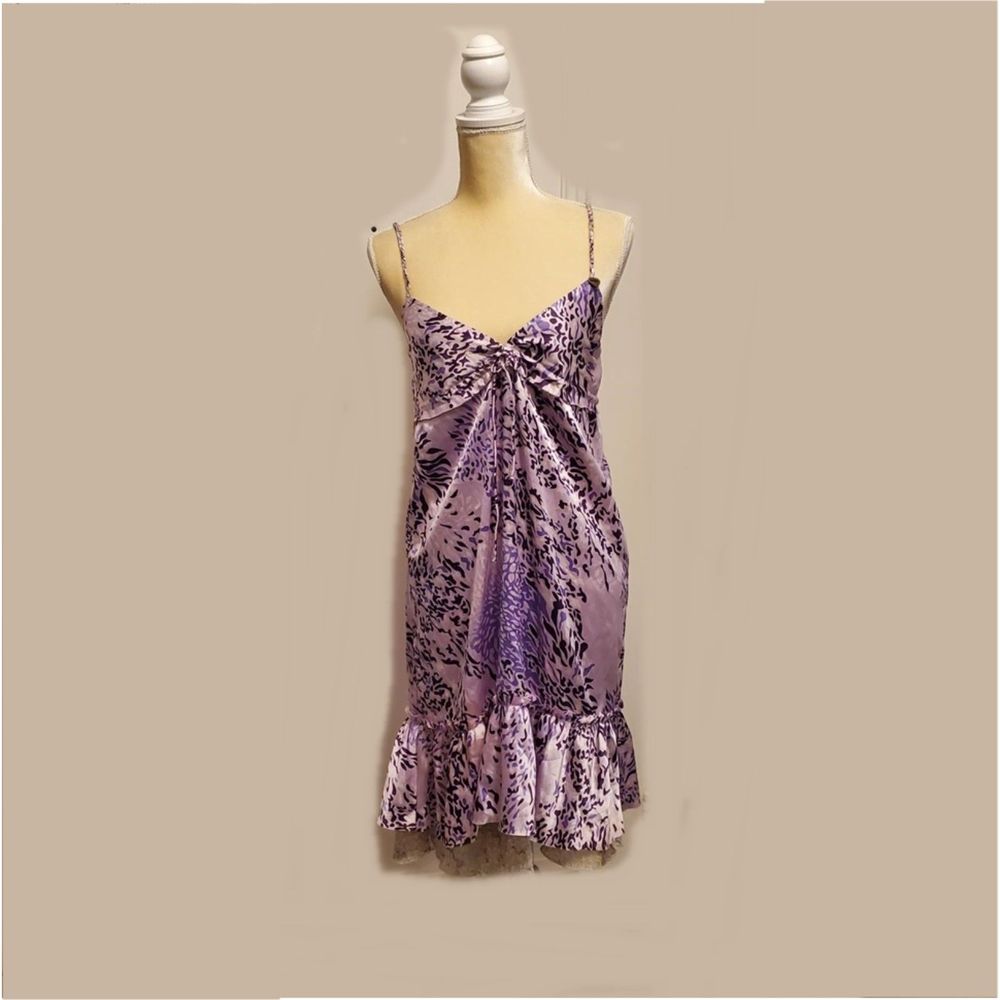 Women's Strappy Sleeveless V-Neck Silky Purple Dress Sz S EUC